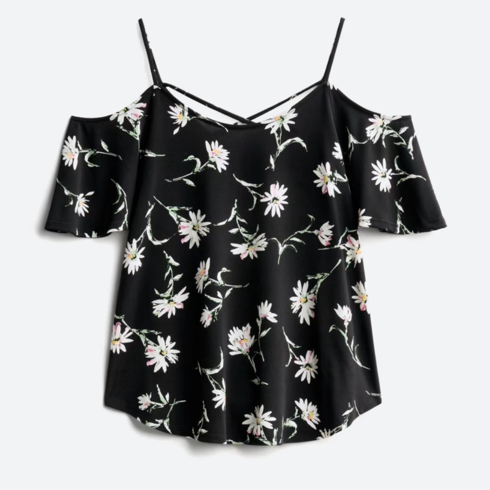 Valette Black detail Cold Shoulder‎ knit top